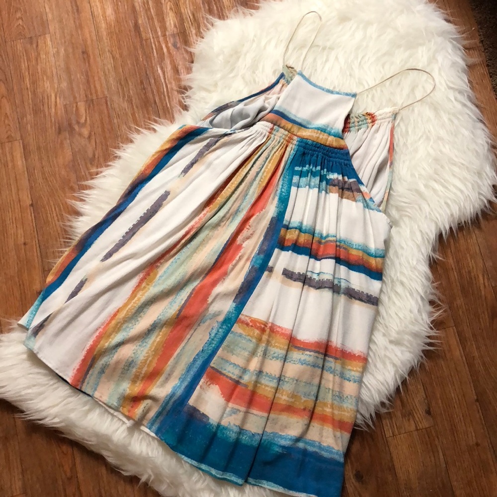 Free People Painted Striped Mini Dress Sz S - Picture 5 of 5